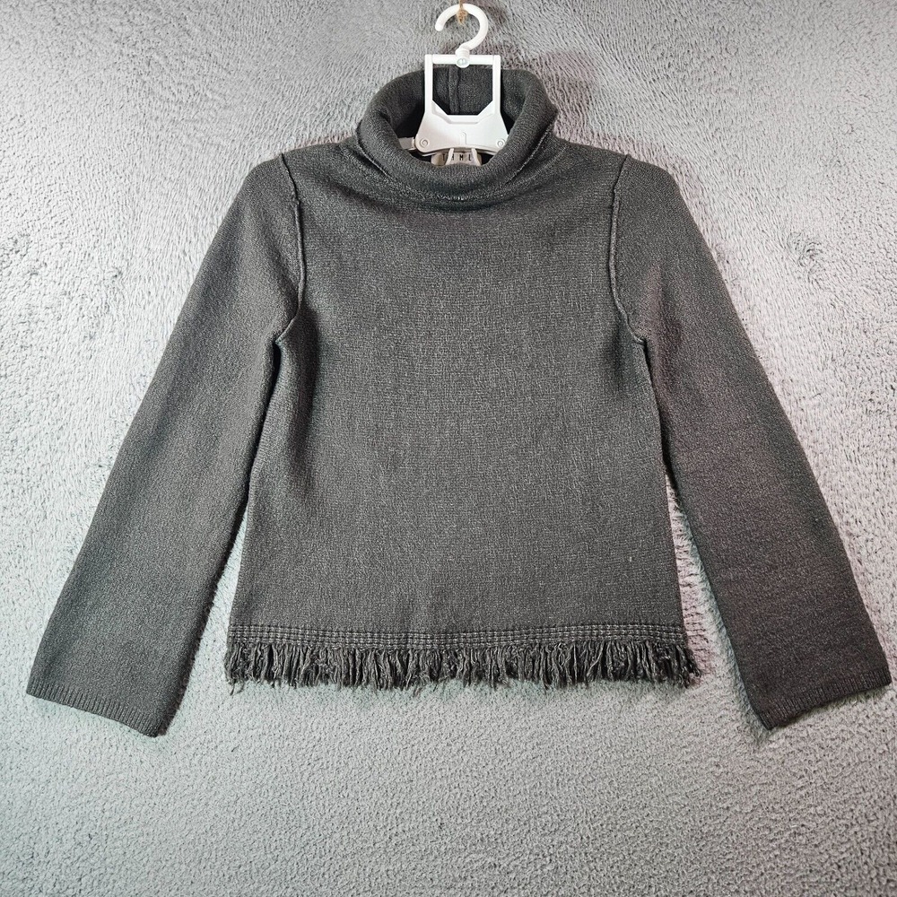 THML Sweater‎ Women Small Turtle Neck Fringe Hem Gray